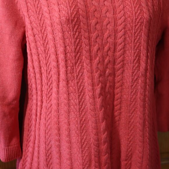 Croft & Barrow Red Vintage Sweater Medium 3/4 Sleeve Scoopneck - Picture 5 of 12